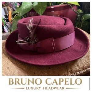 BRUNO CAPELO Burgundy Wool Pork Pie Hat